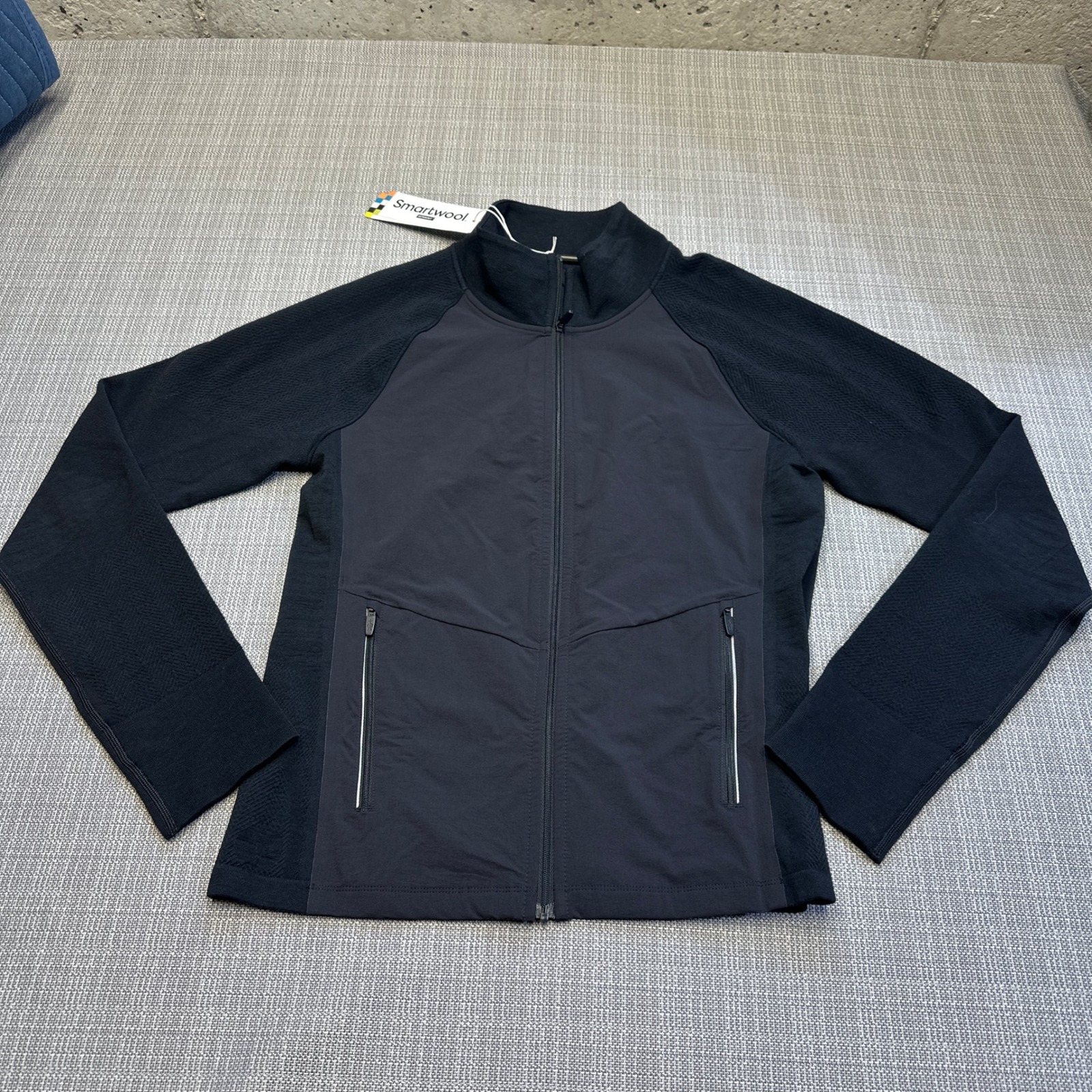 New Smartwool Jacket Womens Large Black Intraknit Active Full Zip Merino Wool